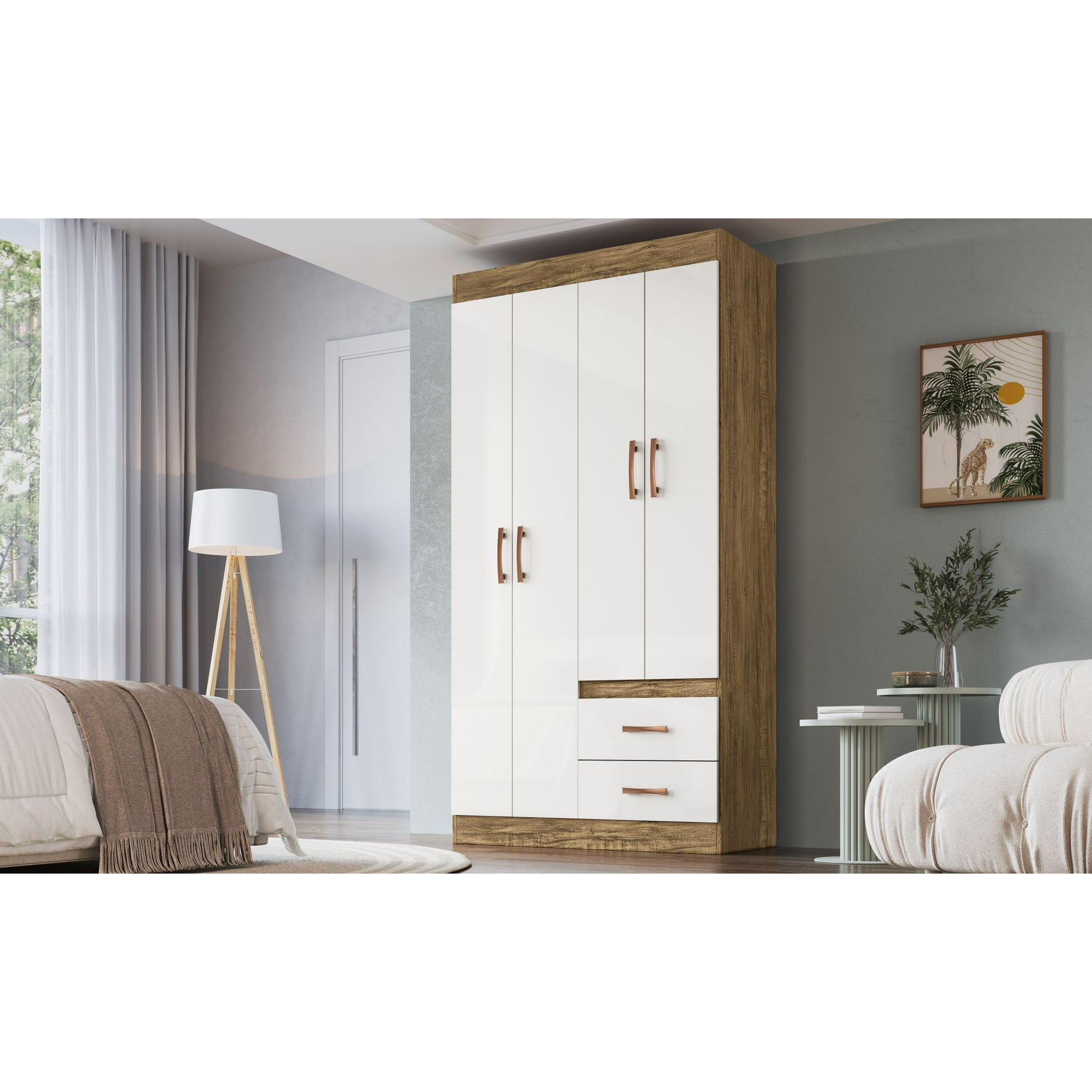 Amuv - Closet 4 Puertas 2 Cajones Blanco