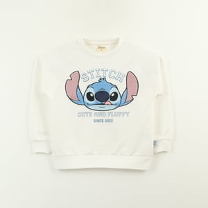 Poleron Cerrado Niña Lilo & Stitch Fluffy Blanco Disney