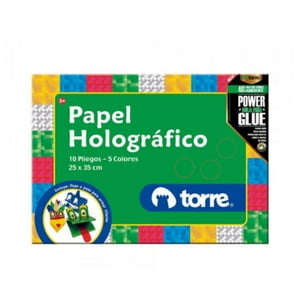 Torre - Papel Holográfico 10 Pliegos / 5 Colores 25X35Cms