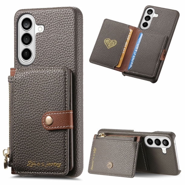 Funda FOXDOCK para Samsung Galaxy S26 Pro con función billetera, soporte ajustable y diseño elegante-gris plateado