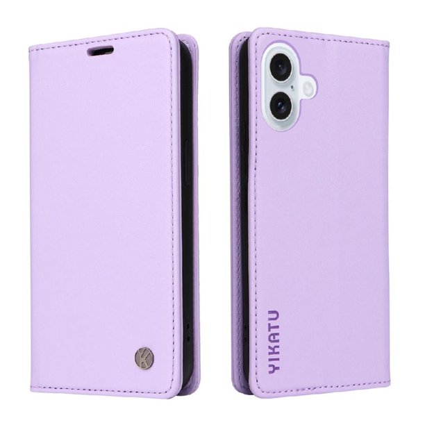 Funda Billetera de Cuero para iPhone 17 con Tarjetero y Soporte - Tapa Magnética Morado
