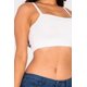 thumbnail image 4 of Top Corto De Tirantes Finos Con Cuello Halter Y Estampado De Canalé Liso Color Blanco (para Mujer), 4 of 5