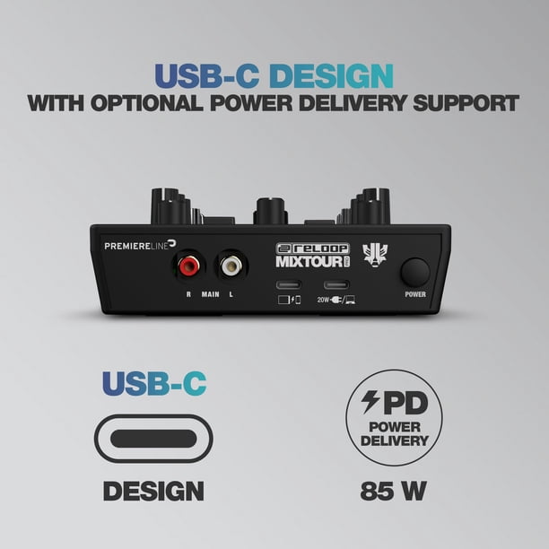 Controlador DJ Reloop Mixtour Pro de 4 decks con interfaz de audio