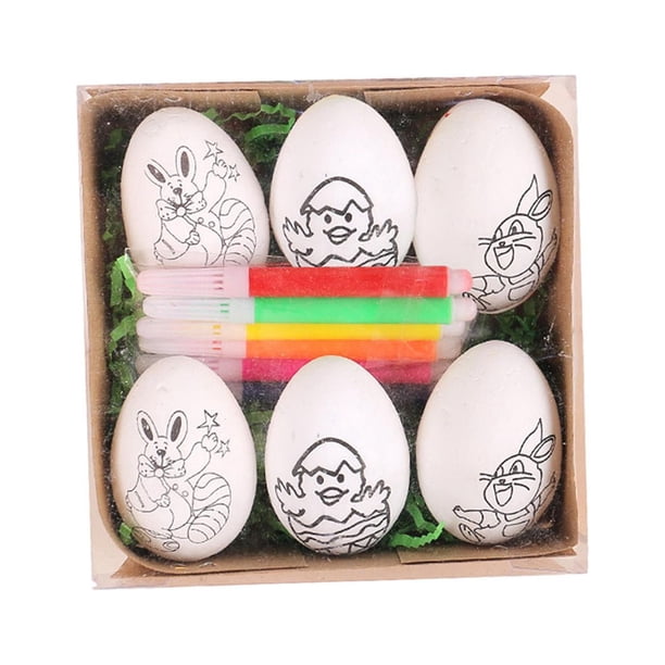 Dibujos Animados De Huevos De Pascua Que Se Pueden Pintar Para Accesorios Fotográficos Cestas De Pascua Reuniones Familiares Conejo Blanco