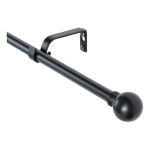 Metalhsa - Set Barra Para Cortina Simple 13/16 Mm Extensible 120-200 Cm Negro Bola