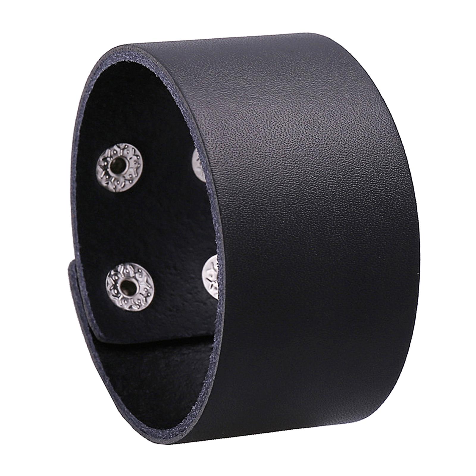 Magideal - Ajustable, Punky Hecho , Ancho, Vintage, Joyería De Moda, Regalos, Brazaletes De Material Cuero , Para Negocios, Amistad, Niñas, Niños, , Negro