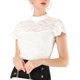 thumbnail image 5 of INSPIRE CHIC Blusa de Mujer con Espalda de Ojal Manga Corta Cuello Alto Semi Transparente Talla S Blanca, 5 of 7