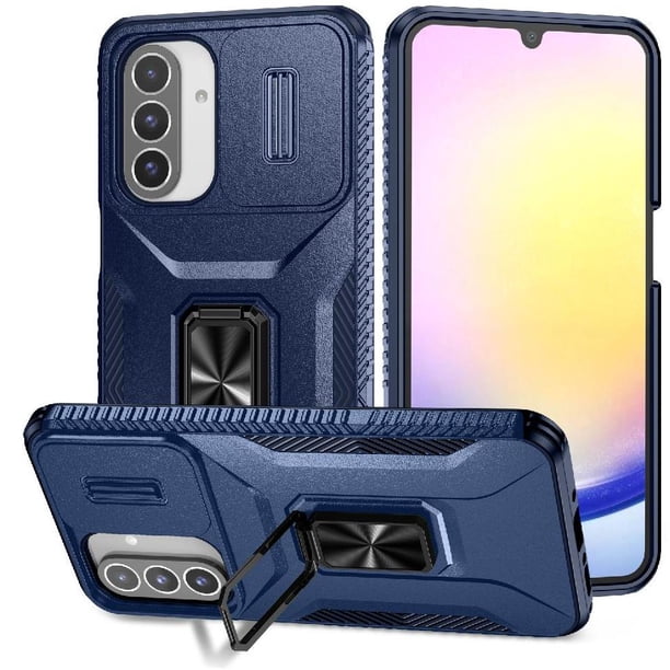 Funda Armada para Samsung Galaxy A26 con Tapa Deslizante y Soporte Magnético Giratorio Azul