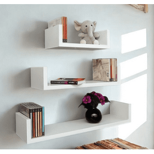 Viely Design - Set 3 Repisas Flotantes Corchete Blancas