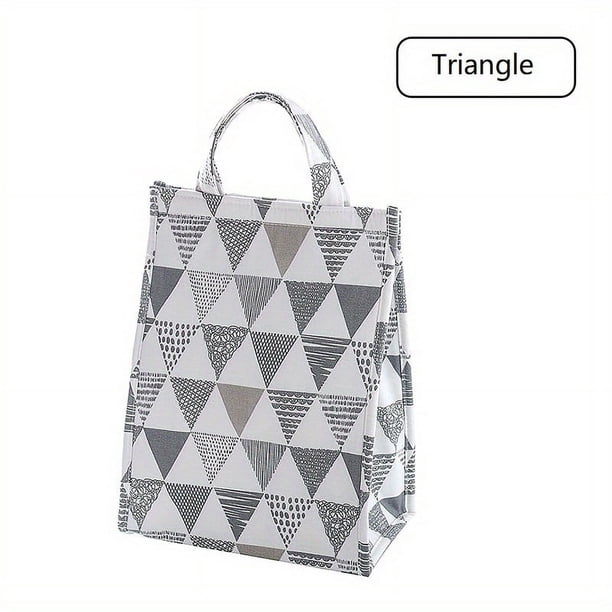 1pc Reusable Lunch Bag, Insulated Lunch Box, Linen Fabric With Aluminum Foil, Lunch Tote Handbag For Women, Men, School, Office