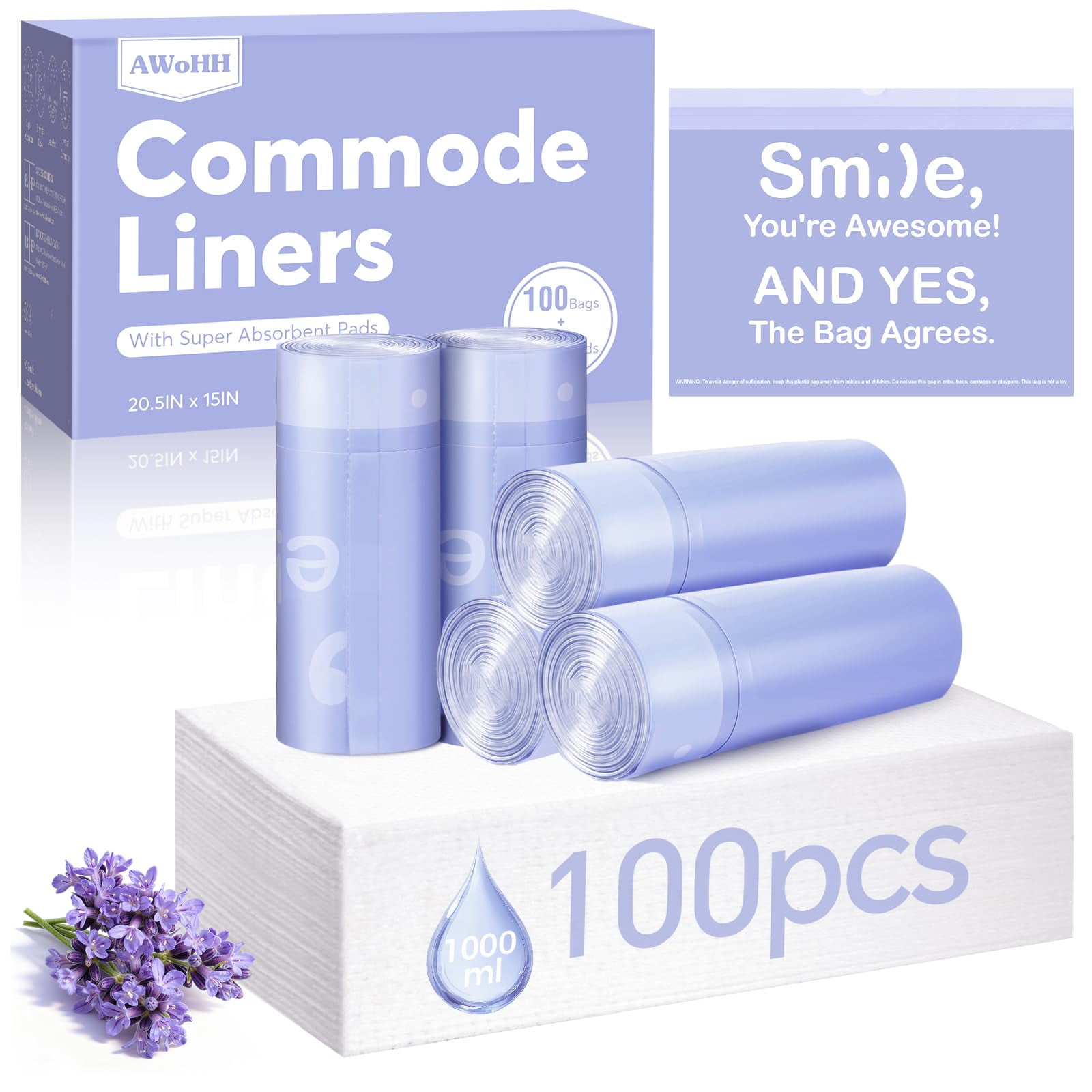 Forros De Cama Para Inodoros Awohh, 100 Unidades Con Almohadillas Absorbentes