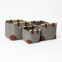 Estilodomus - Set 3 Cestas Organizadoras Para Ropa O Accesorios Con Asas De Madera