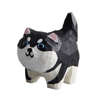 Magideal - Linda Estatua De Perro De Madera Escultura De Animales Figuras De Perros En Miniatura Artesanía Estatuilla De Cachorro De Perro Para Gabinete Estante