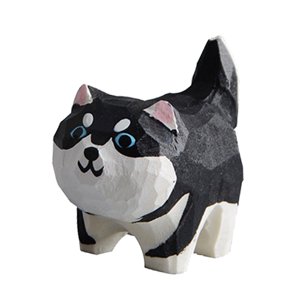 Magideal - Linda Estatua De Perro De Madera Escultura De Animales Figuras De Perros En Miniatura Artesanía Estatuilla De Cachorro De Perro Para Gabinete Estante