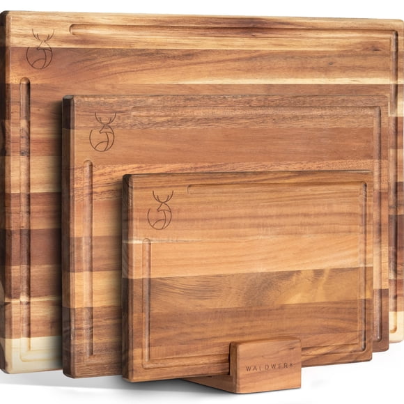 Juego De Tablas De Cortar De Madera Maciza De Acacia Con Soporte
