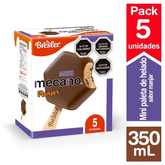 Helado Paleta Mecano Manjar 5 Un Caja, 350 ml