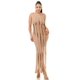 thumbnail image 1 of Vestido Ajustado De Viscosa Con Flecos Sin Mangas Y Cortes Color Caqui (para Mujer), 1 of 4