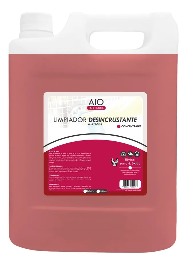 Aio - Limpiador Desincrustante De Sarro, Cal, Oxido 5 Litros Rojo