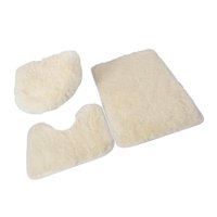 Magideal - Juego De 3 Piezas De Alfombras Antideslizantes Para Baño, Alfombrilla Para Baño, Cubierta De Tapa De Inodoro, Alfombrilla Lavable Para Suelo, Alfombri Amarillo Beis