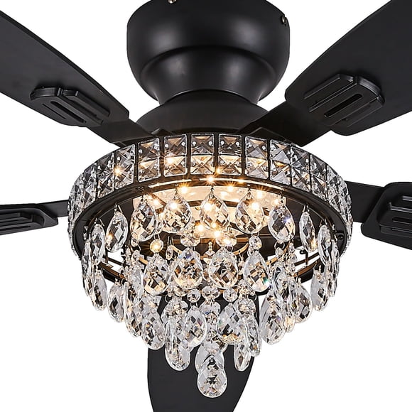 Ventilador de techo Fanyank Crystal con luces de 50 cm, color negro