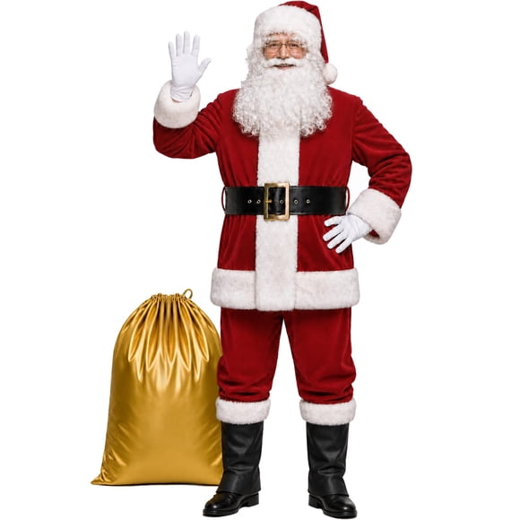 Traje de Santa Claus Potalay 11 piezas Adulto Deluxe Talla L