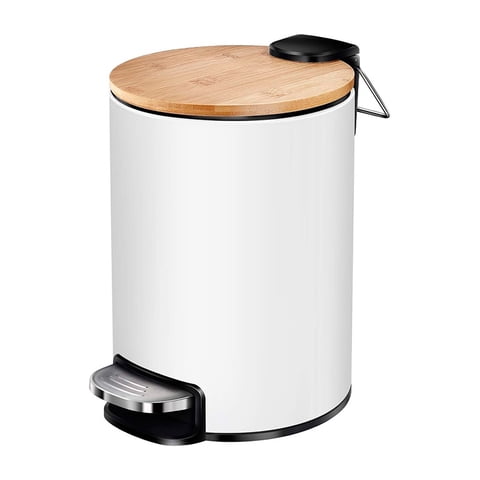 Wakeshome - Cubo De Basura De Acero Inoxidable 5 Litros Basurero Pedal Baño Cocina