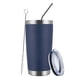 thumbnail image 1 of Vaso Térmico MEWAY 591 ml azul marino con tapa de acero y pajilla, 1 of 9