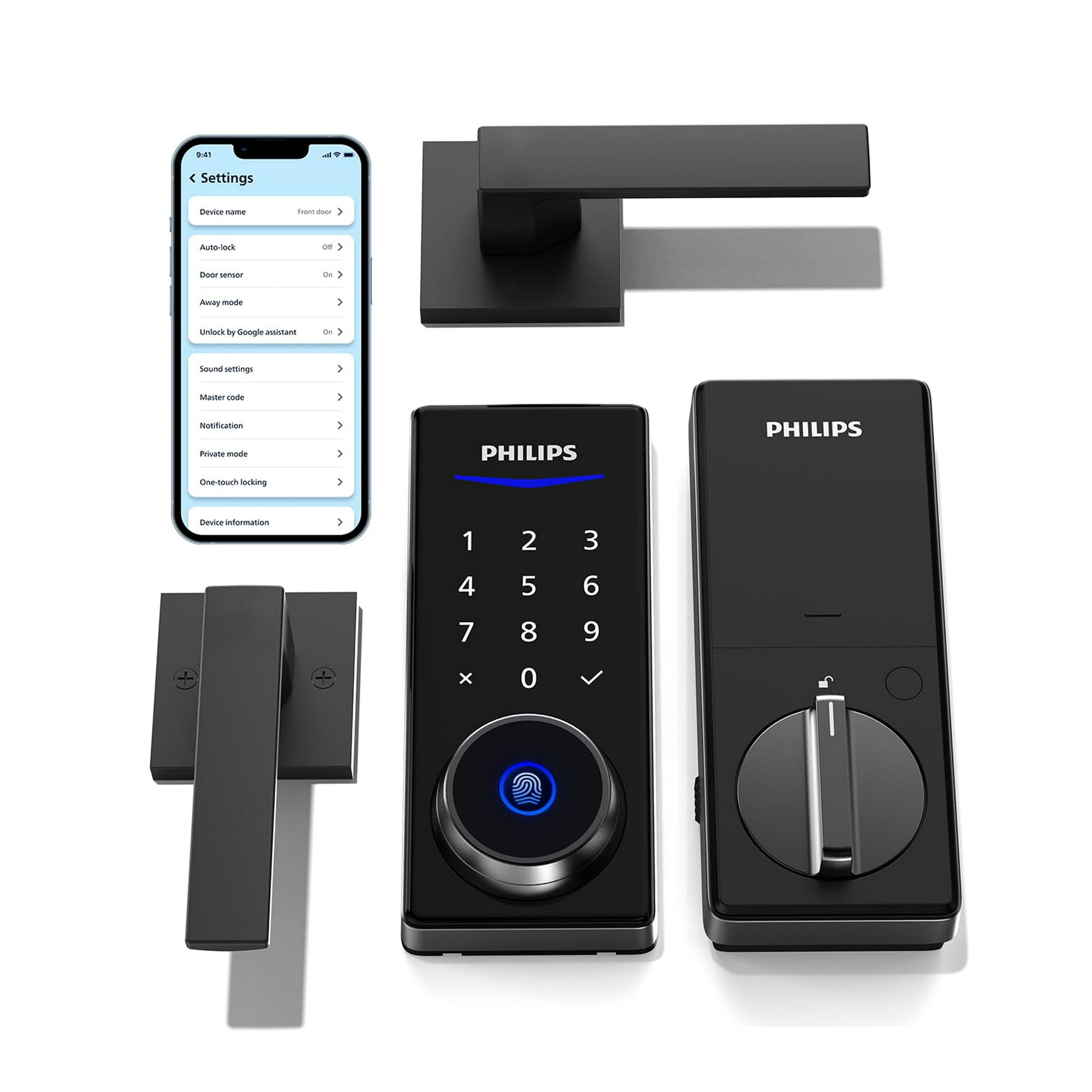 Philips - Juego De Cerraduras Inteligentes Con Manijas Para Puertas De Entrada Sin Llave