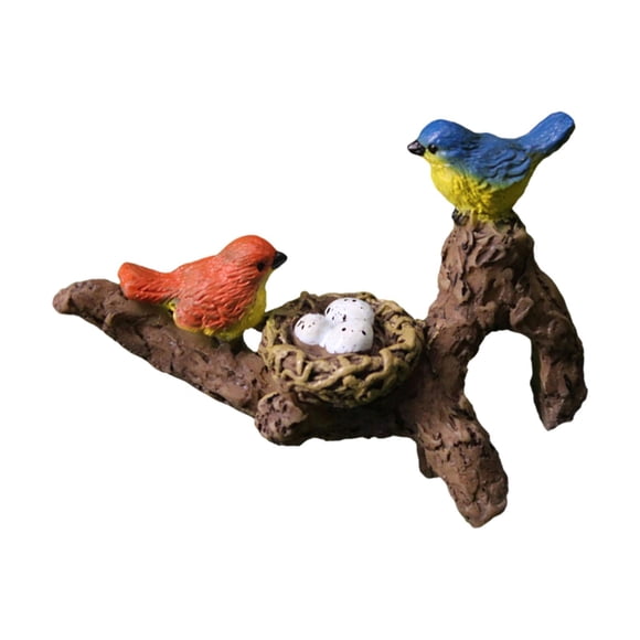 Estatua De Pájaro Con Decoración De Ramas, Figura De Pájaro Para Estante De Gabinete De Maceta