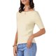 thumbnail image 4 of INSPIRE CHIC Camiseta de Mujer de Manga Corta Cuello de Barco Ligera y Elástica Básica de Punto Casual Talla XS Beige, 4 of 6