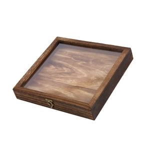 Bothyi - Vitrina De Exhibición De Muestras, Diseño Retro, Caja De Almacenamiento De Joyas De Madera Multifuncional, 30 Cm X 30 Cm X 4,5 Cm