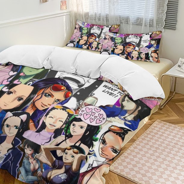 Nico Robin Bed Duvet Cover Funny Anime Cartoon Bedding Sets Lightweight 3 Piece Comforter Sets