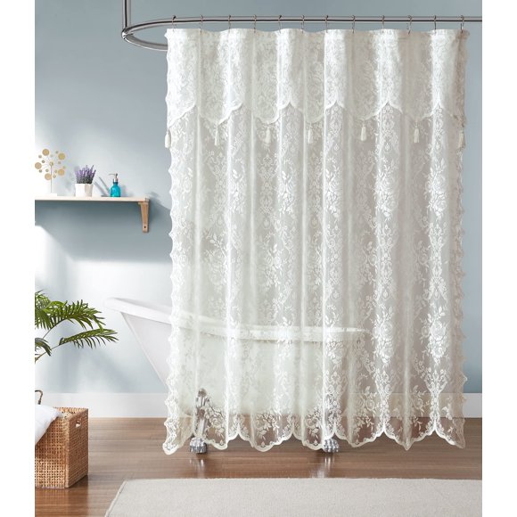 Cortina de ducha Warm Home Designs LA Ivory 72 con cenefa