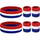 thumbnail image 1 of Juego de 6 muñequeras a rayas: 2 diademas deportivas y 4 muñequeras de tenis. Absorben la humedad y absorben el sudor para ejercicios atléticos y baloncesto., 1 of 7