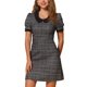 thumbnail image 1 of INSPIRAR CHIC Vestidos con Cuello Peter Pan para Mujeres, Vestido Mini de Tweed a Cuadros con Mangas Cortas Abullonadas XS Negro, 1 of 6