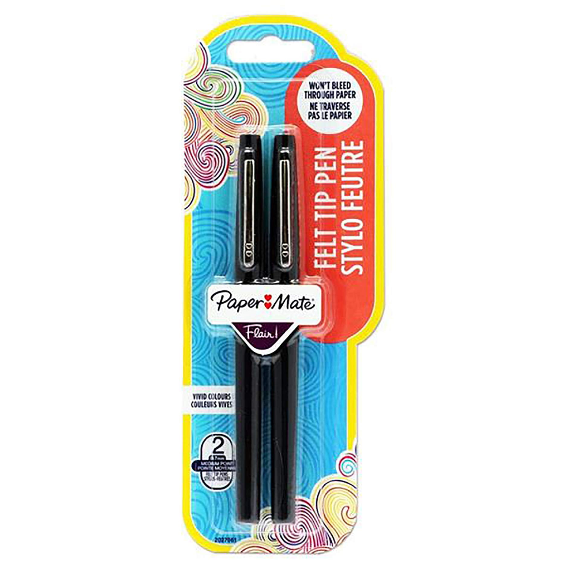 Paper Mate‌ - Marcadores De Punta Fina Paper Mate Flair Negro Paquete De 2
