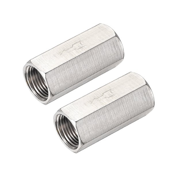 Uxcell G 3/8" Válvula de Retención de Puerto Completo con Rosca Hembra de Una Vía Tono Plateado de Cobre 2 Piezas