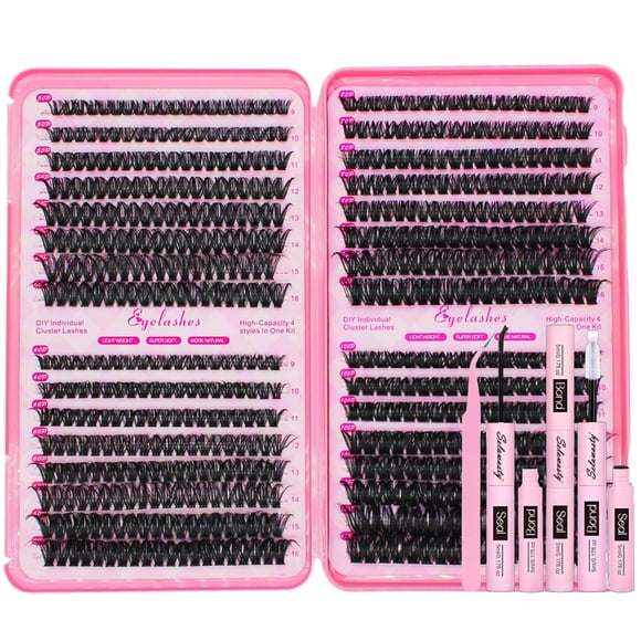 Kit de Extensiones de Pestañas Selawasty 616 piezas D Curl 9-16 mm