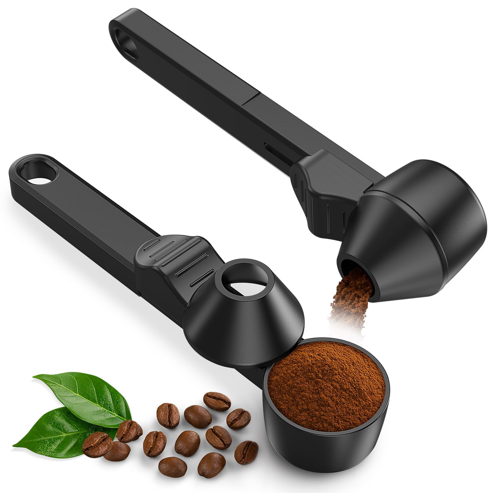 Xusx111 - Cuchara De Café Y Embudo Para Taza Reutilizable Vainas De Café Recargables, Cuchara De Medición De Café 2 Cucharadas De Capacidad, Cuchara Con Embudo Para Café Molido, Té (negro, 2 Paquetes)