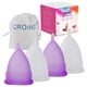 thumbnail image 1 of Juego de copas menstruales Croing reutilizables (4 unidades pequeñas y 2 grandes), color morado y blanco, 1 of 6