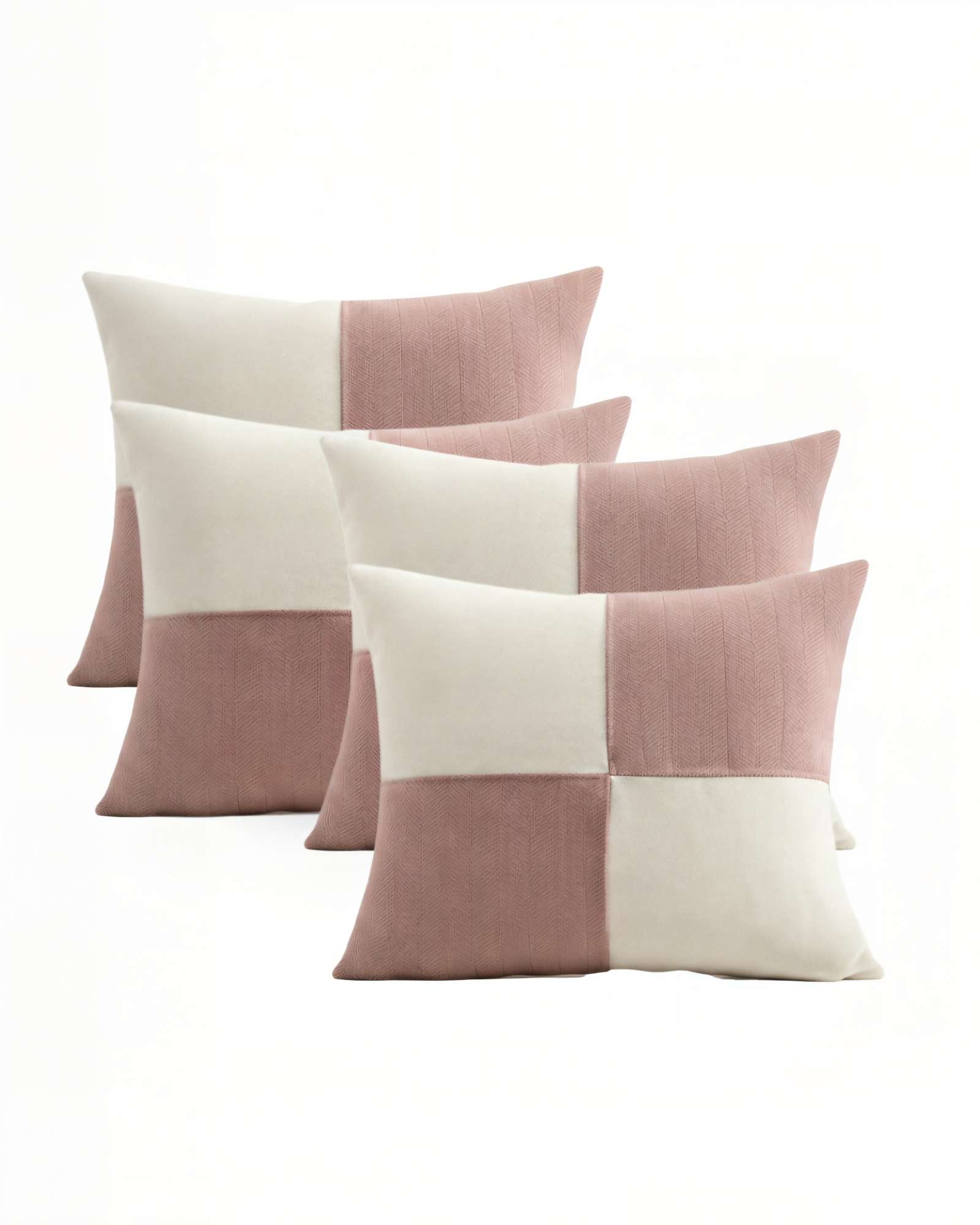 Genérico - Set De 4 Fundas De Cojin 45Cmx45Cm Chenille Rombo Color Rosa