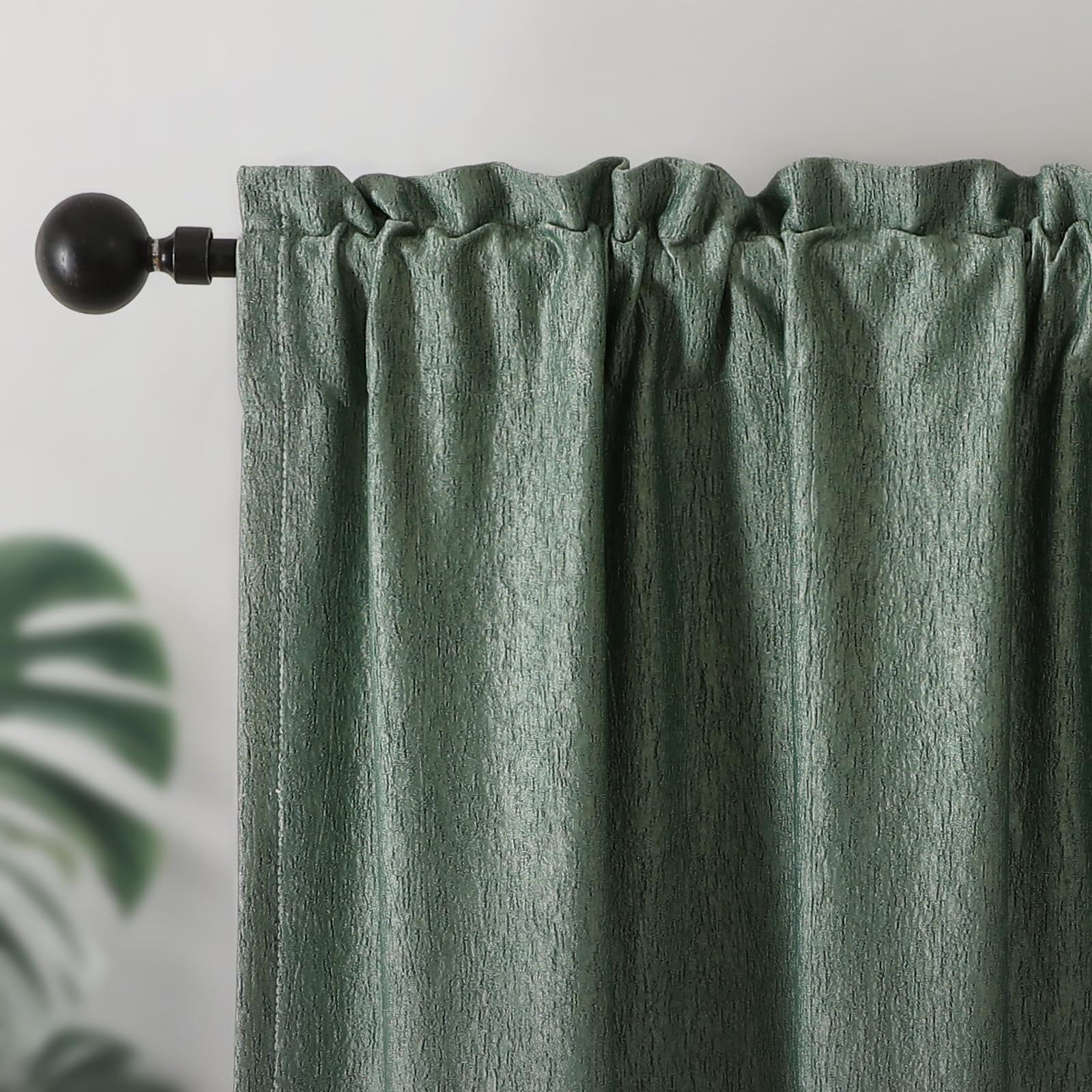 Juego De Cortinas Joydeco, Color Verde, 132 X 244 Cm, Opacas, 2 Paneles