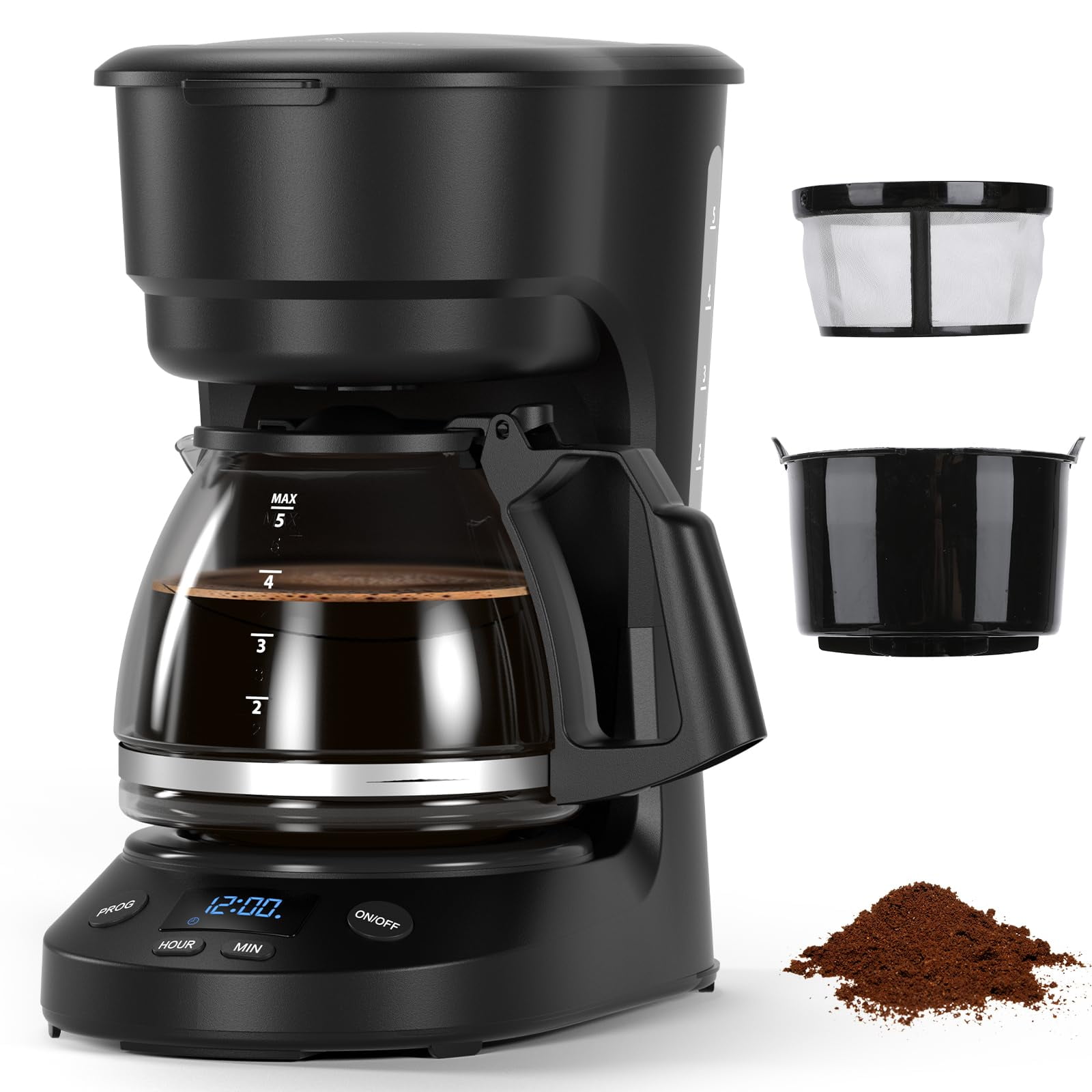 Electactic - Cafetera Eléctrica Programable Para 5 Tazas Con Temporizador