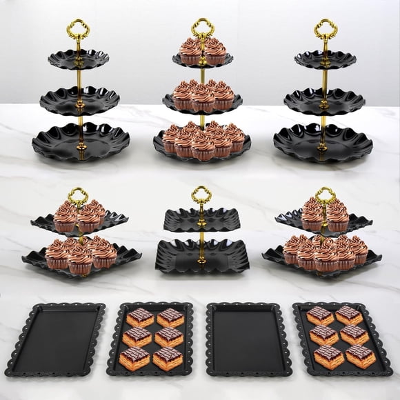 Juego de soportes para tartas NWK, paquete de 10 con soportes para magdalenas y mantel