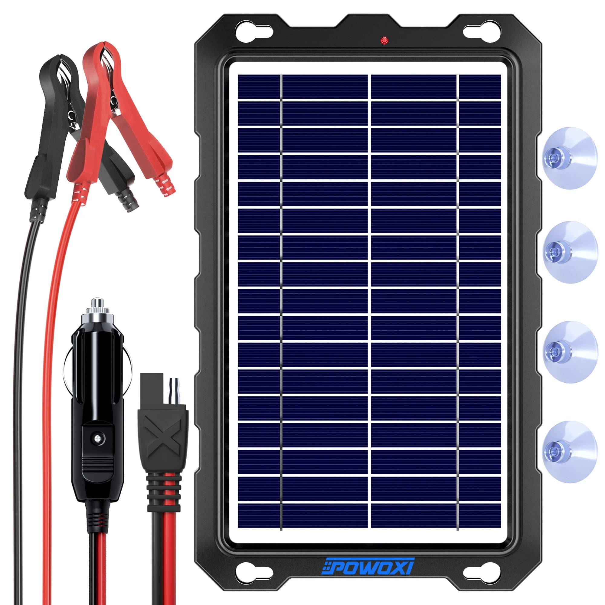 Cargador Solar De Batería Powoxi 7.5w Impermeable Kit De Carga Lenta 12v