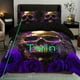 thumbnail image 1 of 3pcs Soft and Breathable Purple Rose Skull Pattern Duvet Cover Set for Bedroom, Guest Room, and Dorm Decor - Includes 1 Duvet Cover and 2 Pillowcases (Core Not Included), 1 of 2