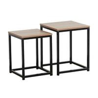 Novahus - Set Mesas Laterales Auxiliares Industrial Café