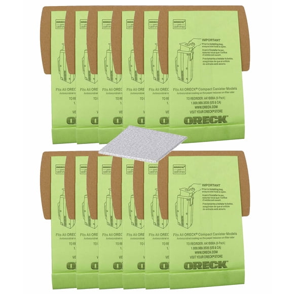 Bolsa para aspiradora compatible con las aspiradoras Oreck Compact Canister (paquete de 12)