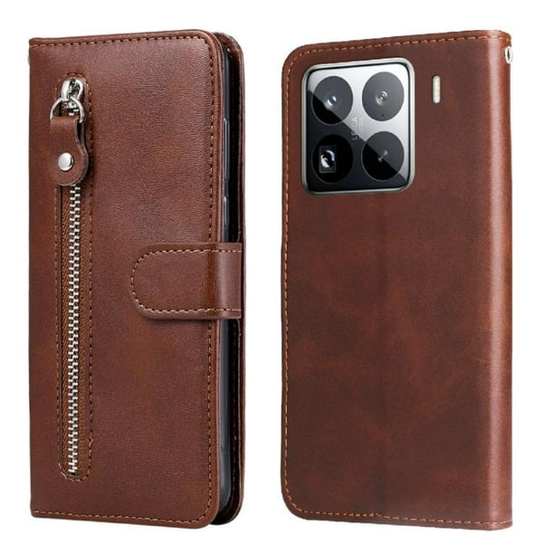 Funda con Cremallera para Xiaomi 15 Pro, Carcasa Cartera de Cuero PU con Soporte y Tarjetero