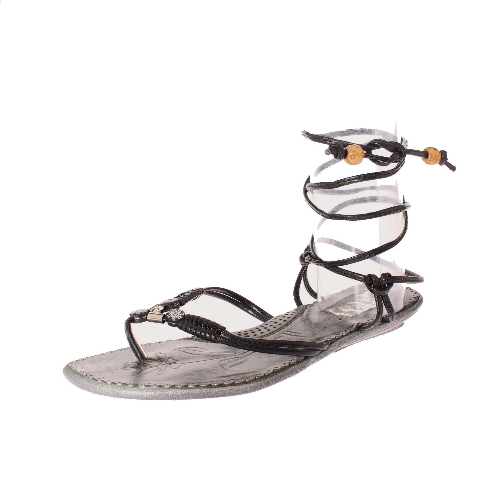 Sandalia Romana Negro Vía Franca